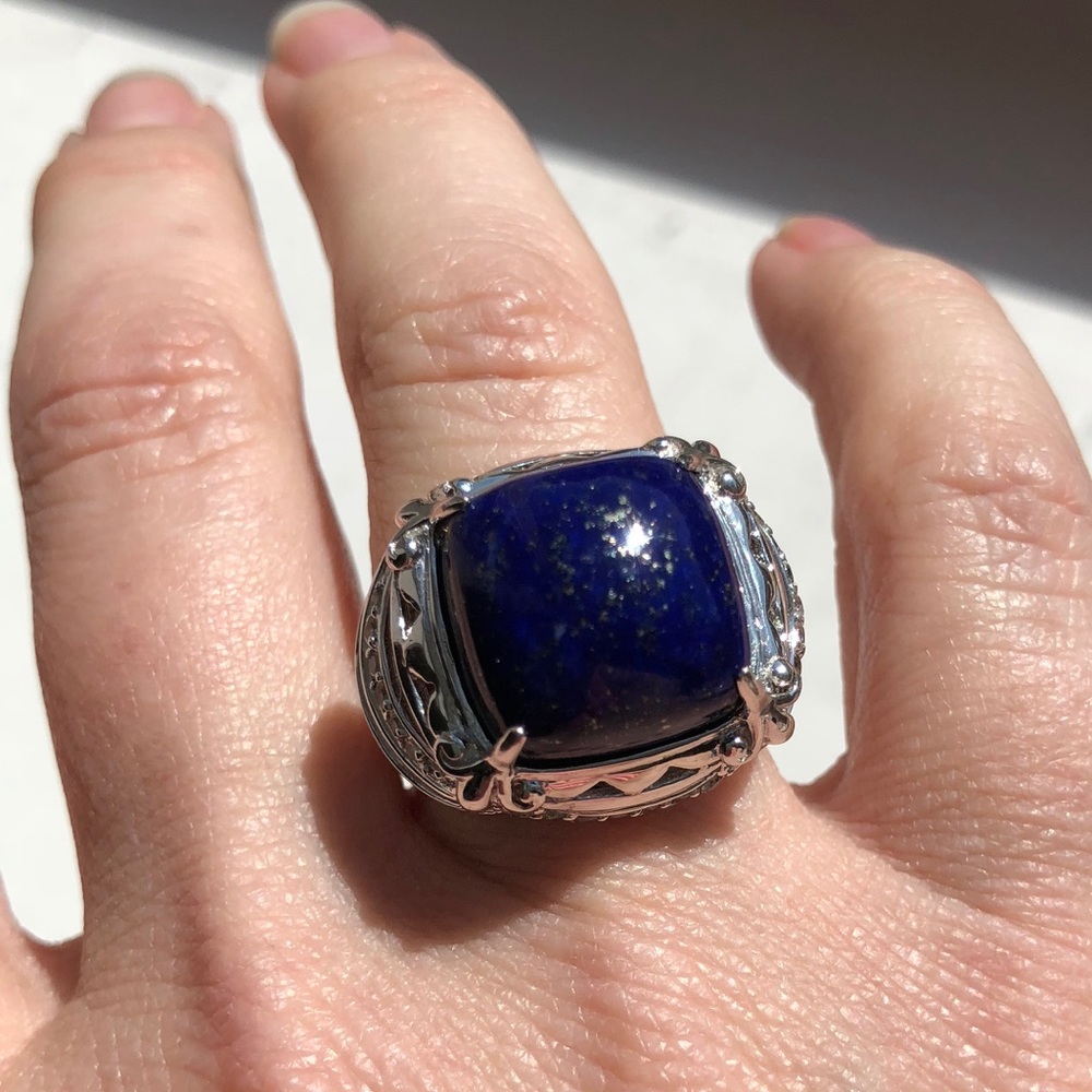 Lapis lazuli and zirconia ring